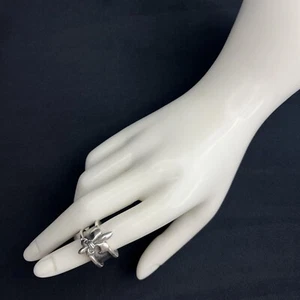 Large Modern Signed Mignon Faget NOLA Fleur De Lis Sterling Silver Ring Size 5 - Picture 1 of 8