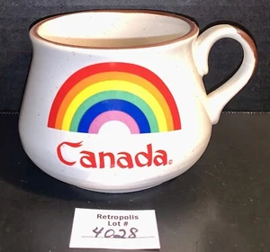 Canada Rainbow Ceramic Coffee Mug Soup Bowl Speckled Stoneware Vintage - Picture 1 of 13