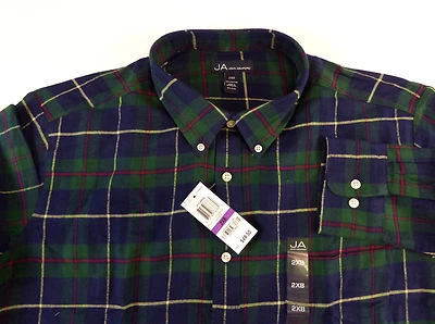 John Ashford Long Sleeve 100% Cotton Plaid Flannel Shirt w Chest Pocket 9 Colors - Image 1 of 3