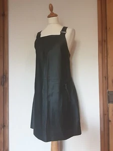 Black PU Faux LeatherPinafore Dress Dorothy Perkins With Pockets Size 14. Eur 42 - Picture 1 of 9