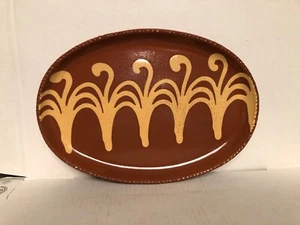 WISCONSIN POTTERY REDWARE FOLK ART OVAL PLATE TRAY 2002 - Picture 1 of 4