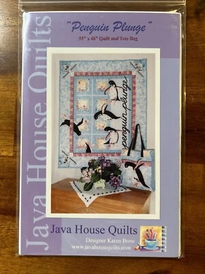 Penguin Plunge Quilt/Tote Bag Java House Quilts #120 Pattern Uncut - Image 1 of 2