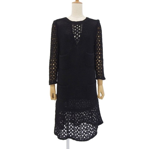 Abito a maglia Chanel basso calibro cotone nero 40 donna