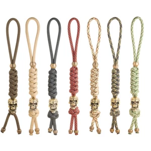 550 Paracord Lanyard with Brass Skull knife Bead - Picture 1 of 18