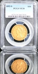 1892 S $10 Ten Dollar ~ Liberty Head Gold Eagle ~ BETTER DATE ~ PCGS VF-30 - Picture 1 of 4