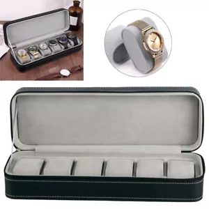 6 Grids Watch Display Storage Case Jewelry Collection Organizer Box Holder Gift - Picture 1 of 11