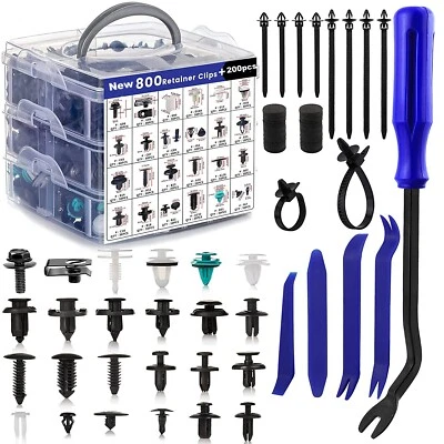 1000PCS Car Retainer Clips Auto Fasteners Push Trim Clips Pin Rivet Bumper Kit - Image 1 of 4