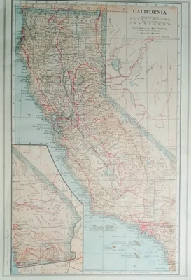 Beautiful Antique 1914 Atlas Map OLD World War WWI California & Colorado L@@K! - Image 1 of 4