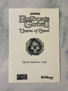 Baldur's Gate II Throne of Bhaal Quick Reference Card for PC - Picture 1 of 2