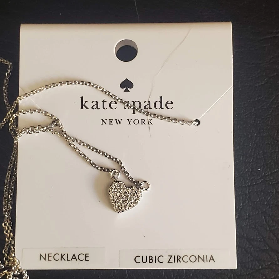 Kate Spade Yours Truly Pavé Cristal Mini Corazón Collar Placa Plata Nuevo con Etiquetas Regalo Foto 1 de 4