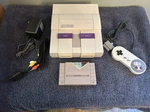 Super Nintendo SNES System Console Bundle With Mario World Game Tested !! - Picture 1 of 15