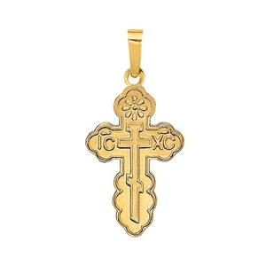 Colgante Bautismo Oro Amarillo 14K Pequeña Cruz Ortodoxa Santa Olga Cruz Oro 6/8" - Imagen 1 de 5