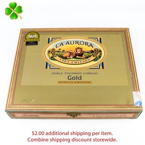 La Aurora Gold Tubos Doble Figurado Empty Wood Cigar Box 10" x 8" x 1.75" - Picture 1 of 12
