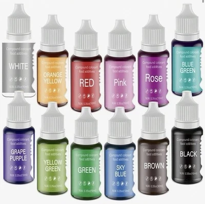 Compound Colorant Food Additives 12 PCs x10 ml Food Grade Pigment ,Candle Soap - Image 1 of 2