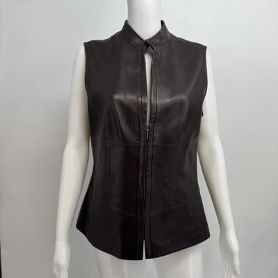 Chaleco Motocicleta Lafayette 148 Mujer Talla 10 Marrón Cuero Genuino Foto 1 de 4