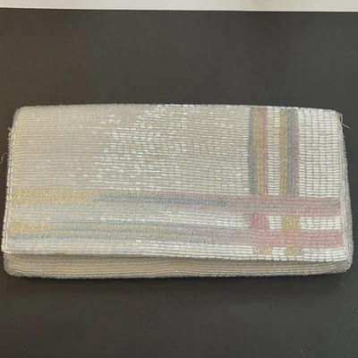 Bolso sin asas vintage pastel arco iris iridiscente con cuentas noche cóctel LEER Foto 1 de 4