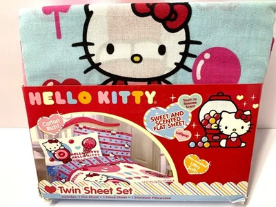 Juego de sábanas dobles Hello Kitty azul vintage funda de almohada ultra suave Foto 1 de 4