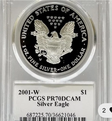 Silver Eagle 2001 graduación profesional solo 18 graduación profesional clasificación V-687 Pr70 Mercanti en todo el mundo # NER Foto 1 de 2