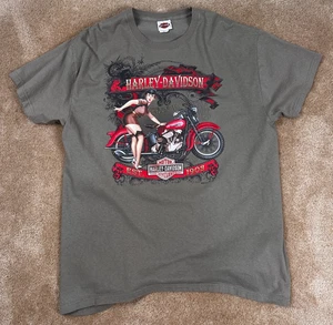 Camiseta Y2K Harley Davidson Pin Up Niña Modelo Minot Dakota del Norte Adulto XL Motociclista - Imagen 1 de 6