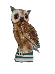 LAMPE / BRÛLE PARFUM CHOUETTE SUR DEUX LIVRES EN FAÏENCE - Picture 1 of 2