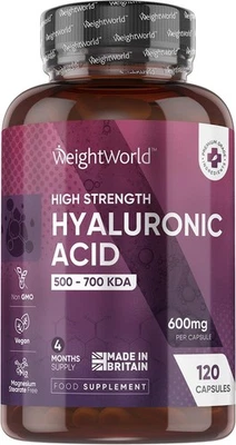 Hyaluronic Acid Supplement 600mg (500-700 KDA) - 120 Capsules - 4 Months Supply - Image 1 of 4