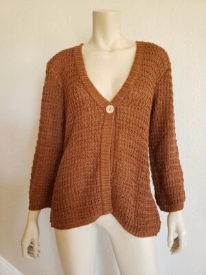 Suéter Sacred Threads Clothing tejido suelto marrón profundo V L (1975) Foto 1 de 2