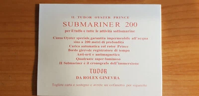Rolex Tudor Submariner 200 CigarettesCard italian in good condition - Image 1 of 2