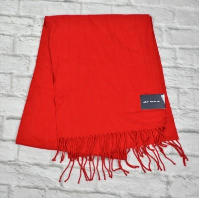 John Ashford Men's 13"X70" Scarf Fringe Wrap 100% Acrylic Red Solid Great Gift - Image 1 of 4
