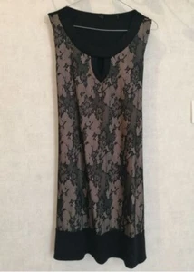 Robe noire avant dentelle dos uni + ceinture T36 (1812012) - Picture 1 of 4