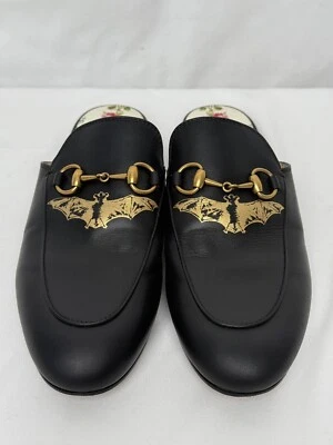 Туфли тапочки Gucci Princetown Bat Garden черные кожаные размер 36 - Изображение 1 из 4