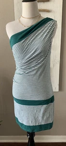 Max Studio One Shoulder Stripe Drop Waist Tunic Dress Sz S NWT Sporty Preppy - Picture 1 of 7