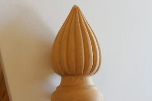 Set of two finials wood poll decorative to be stained custom woodworking pieces - Picture 1 of 5