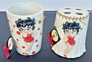Betty Boop 2001 Westland Badezimmer Set Tasse/Zahnbürstenhalter Neu Mit Etikett/Ohne Box - Bild 1 von 19