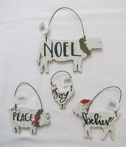Farm Animal Christmas Holiday Ornaments 4pc NEW Primitives by Kathy 100961 - Picture 1 of 5
