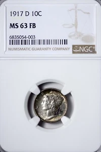 BU 1917-D Mercury Dime NGC MS63 FB Full Split Bands Super Tough Coin! IJFMX - Picture 1 of 3