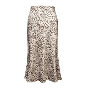 Leopard Print Skirt A-line Women's Summer Skirt Satin Long High-waisted Slim - Picture 1 of 14
