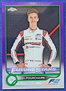 2022 THEO POURCHAIRE 2022 TOPPS F1 CHROME PURPLE GREEN REFRACTOR #86 - Picture 1 of 2
