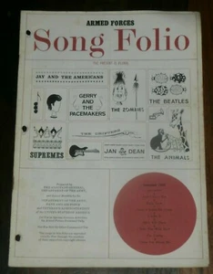 ARMED FORCES SONG FOLIO December 1964 - BEATLES ZOMBIES ANIMALS SUPREMES WILSON - Picture 1 of 7