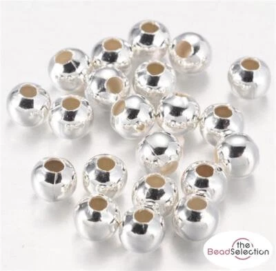 THEBEADSELECTION 5mm ROUND METAL SPACER BEADS SILVER PLATED 100 per bag TOP QUALITY TS62