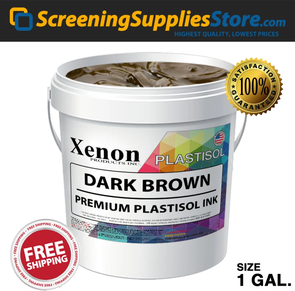XENON SCREENINGSUPPLIESSTORE Xenon - Dark Brown Plastisol Ink For Silk Screen Printing - 1 Gallon 128oz