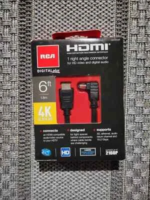 RCA DHH690SF 6ft Ultra 4K HDMi Cable w/Single Right Angle Connector, New! - Image 1 of 3