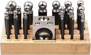 24ps Dapping Kit Doming Metal Punch Block Jeweler Forming Tool Set 2.3mm 25mm - Picture 1 of 9