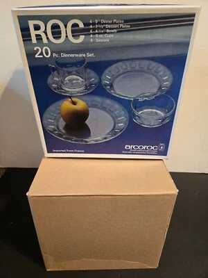 NEW ARCOROC  20 Pc Dinnerware Set Serving 4 People Sealed Box! Thumbprint Clear - Image 1 of 4