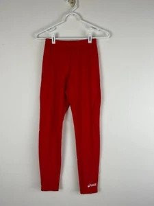 Asics Leggings Base Layer Medium M Red Nylon Spandex Track Sports Unisex Adult - Picture 1 of 3