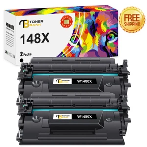 with Chip 2 Pack 148X W1480X 148A W1480A Black Toner Cartridge Pro MFP 4001 4101 - Afbeelding 1 van 8