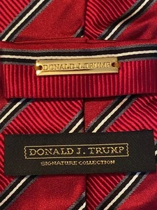 Donald J. Trump Signature Red & Black Silk Tie – 60"x3.75" Classic Stripe Power - Picture 1 of 10