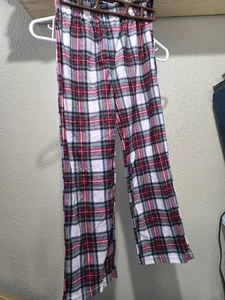 Macy's Family PJs Red Plaid Fleece Pajama Pants Youth Kids Size Medium - Picture 1 of 4