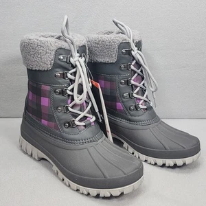 Storm by Cougar wasserdichte Damen Winterstiefel grau orchidee kariert Gr. 9 NEU - Bild 1 von 8