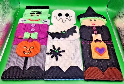 Lona de plástico vintage feita à mão bruxa de Halloween/Frankenstein/Fantasma 13 x 4 - Imagem 1 de 4