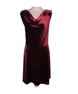 Talbots Red Velvet Cowl Neck Midi Dress - Size L - EUC - Picture 1 of 8